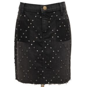 Current/Elliott Black Studded Harley Pencil Denim Jean Mini Skirt Size 28